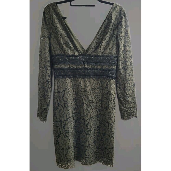 Diane Von Furstenberg Sz 6 Olive/Black Viera Lace Cocktail Dress Elegant $498 - Picture 1 of 16